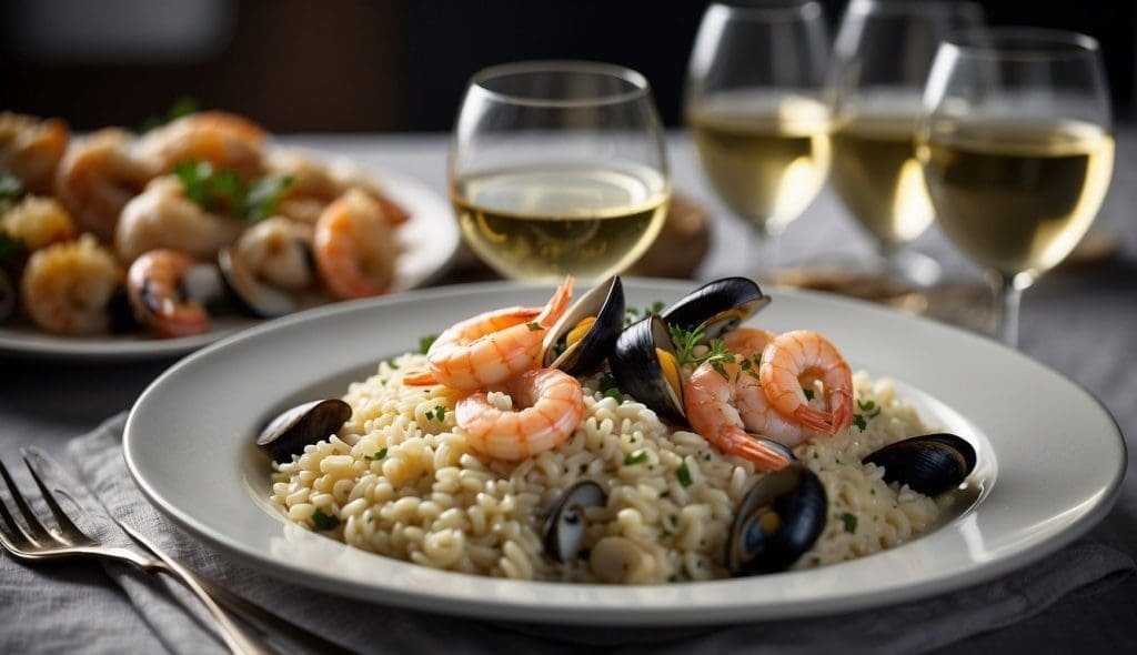 wine pairing with seafood risotto