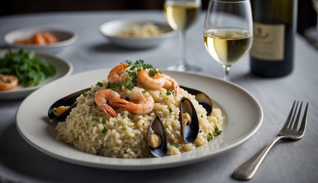 wine pairing with seafood risotto