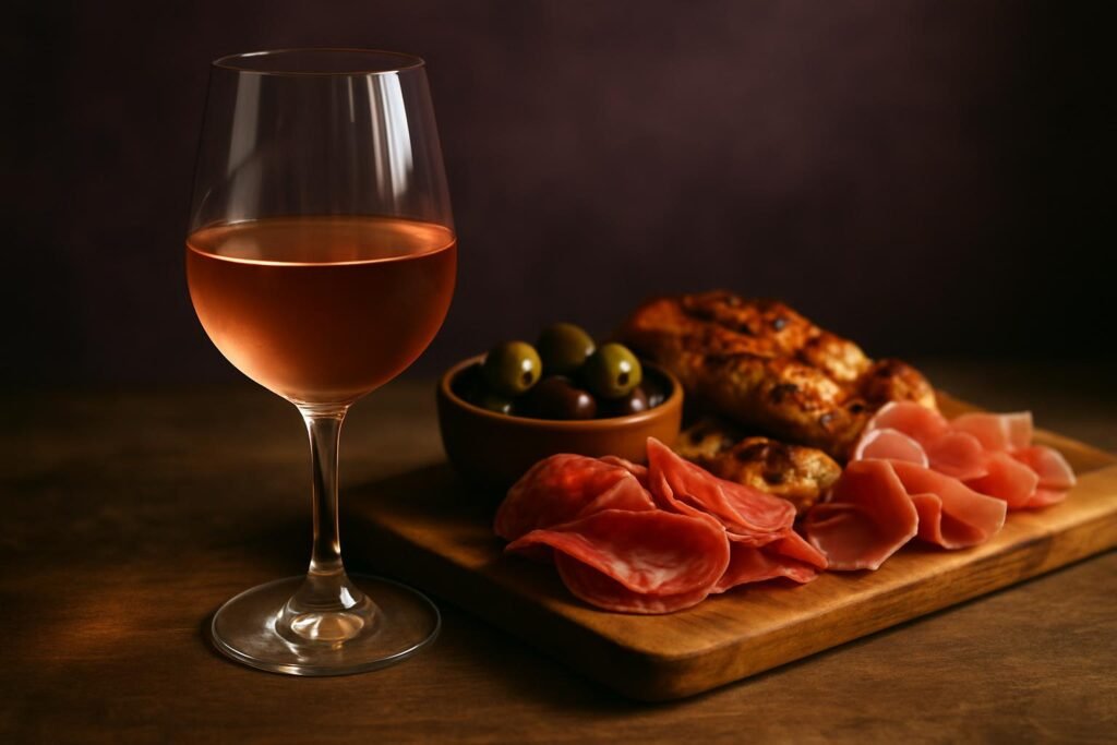 Cinsault Wine Guide: The Unsung Hero in a Glass 2 Glass of Cinsault rosé beside a charcuterie picnic board