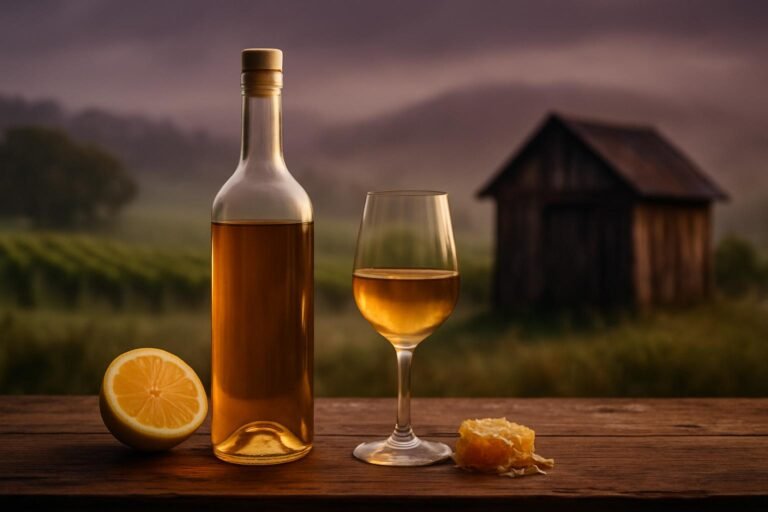Hunter Valley: Australia's Oldest Wine Region and Its Strangest White 4 Glass of golden aged Semillon, Hunter Valley vineyards behind