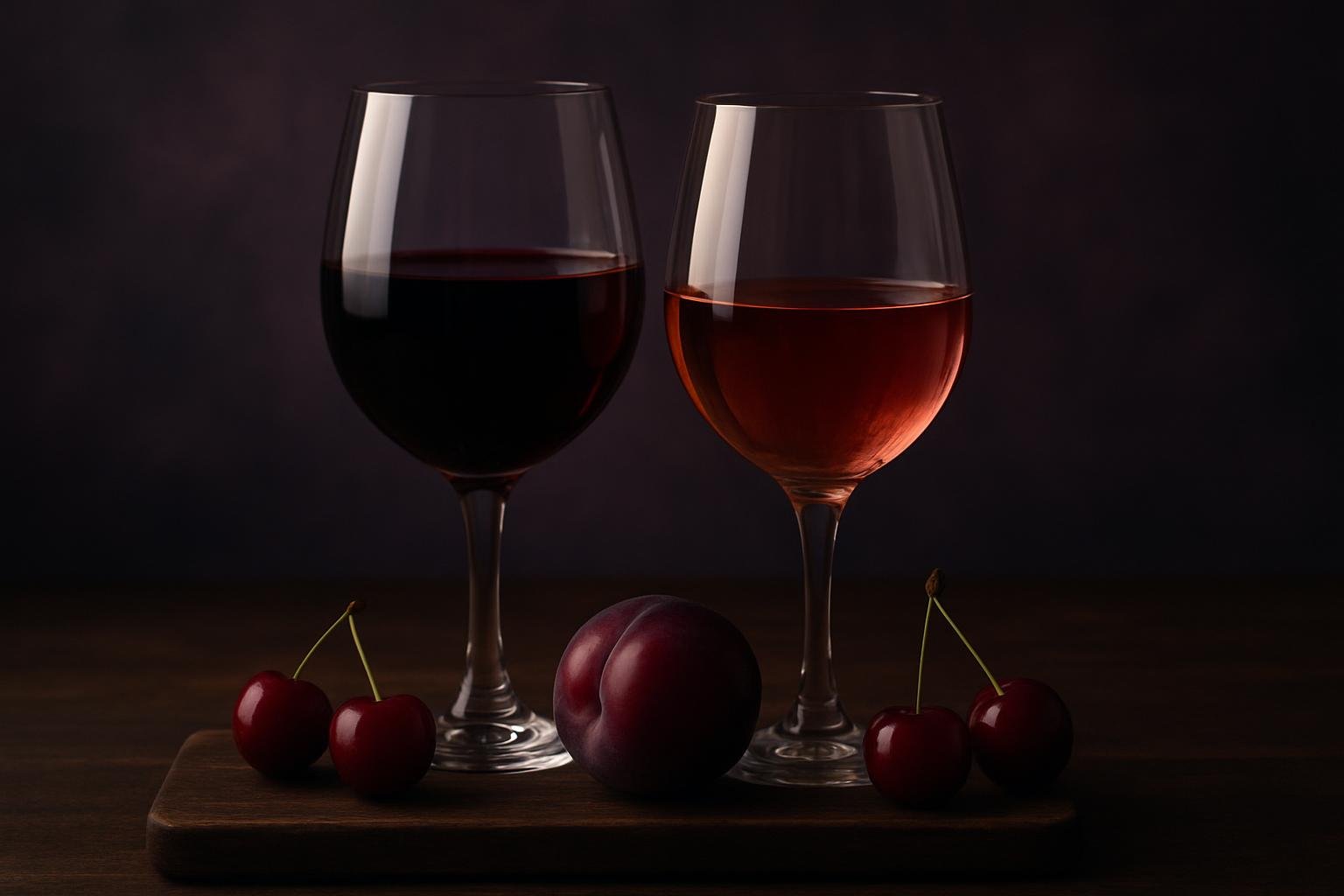 Merlot vs Pinot Noir, two glasses side by side