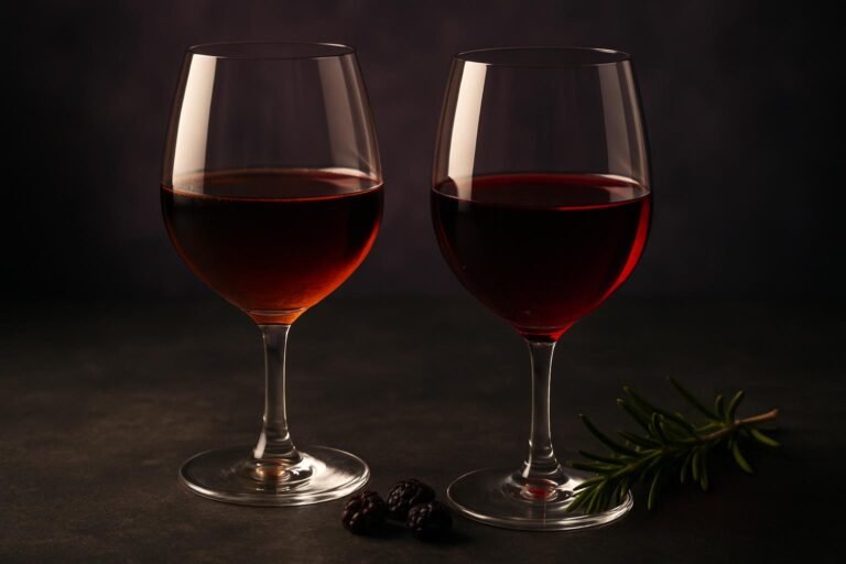 Nebbiolo vs Sangiovese, two glasses side by side